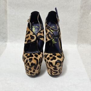 London Trash LT-Candy Leopard Print Calf Hair Platform Heels - Size 7.5